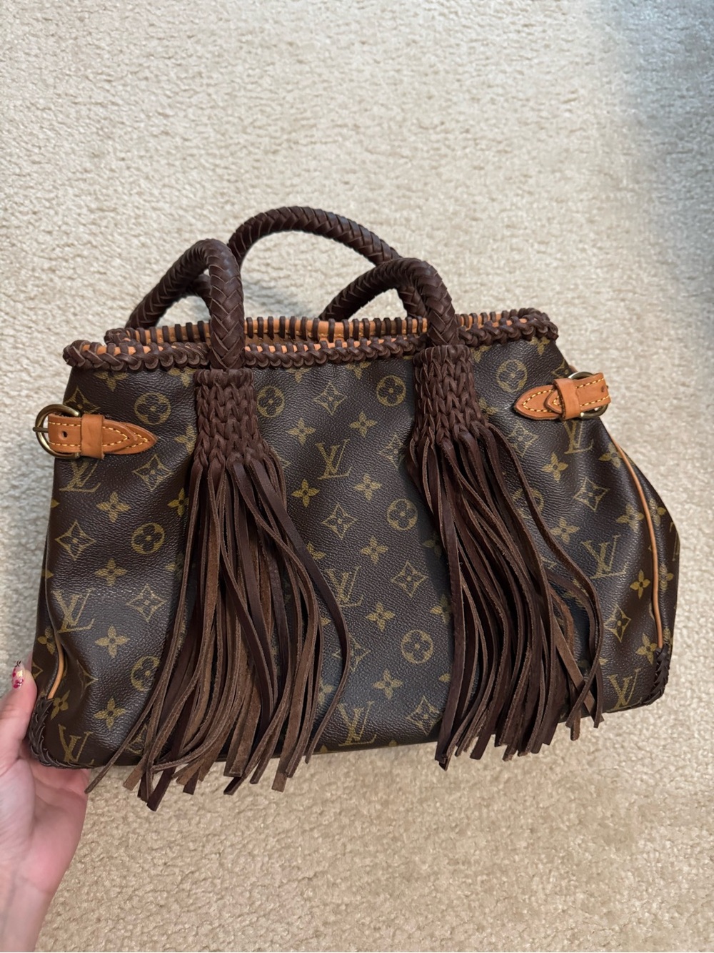 Louis Vuitton Monogram Braided Fringe Tote in Dark Brown